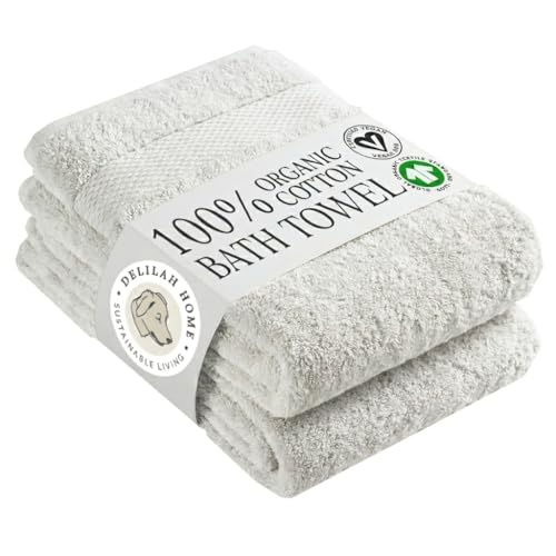 Delilah Home Turkish Cotton Bath Towels - Soft and Absorbent, 100% Organic, 700 GSM Thick Weave, Gentle for Sensitive Skin - 2 Pack Towel Set, 30x54 Inches - Natural - color: Natural, size: Twin Pack Towels