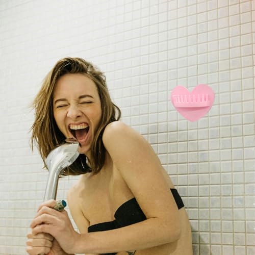 Hair Catcher Shower Wall, Heart Shape Shower Hair Grabber Collector Suction Silicone Bathtub Tool for Preventing Bathroom Clogged Drains (Pink)