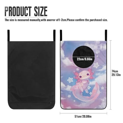 ZOUTAIRONG Cute Pink Axolotl Print Laundry Hamper Hanging Laundry Bag for Bathroom, Zipper Toys Storage Space Saving Organizer - color: Cute Pink Axolotl