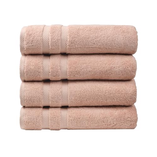 SOFE H&L | Olea Luxury Cotton Turkish Bath Towels Set of 4 Blush | Premium, Soft, Durable, Absorbent | Hotel Quality Plush Towels and Thick Towel Sets - color: Blush, size: Set of 4 (4 Bath Towels)