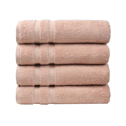 SOFE H&L | Olea Luxury Cotton Turkish Bath Towels Set of 4 Blush | Premium, Soft, Durable, Absorbent | Hotel Quality Plush Towels and Thick Towel Sets - color: Blush, size: Set of 4 (4 Bath Towels)