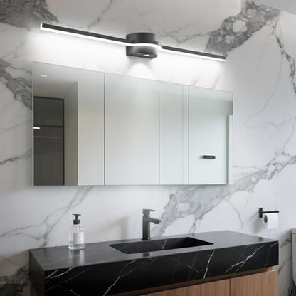 Bathroom Lighting Fixtures Over Mirror– 48 Inch Black Vanity Light for Bathroom LED Dimmable 6000K Cool White with Dual Lighting Design 26W 2080lm Modern Matte Black Aluminum - size: 48 Inch