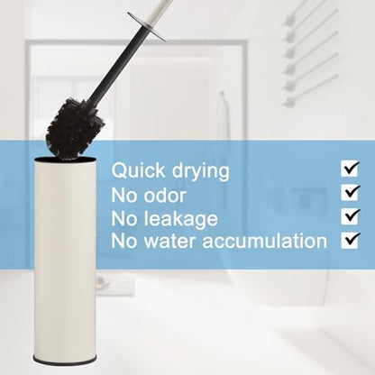 BGL White Toilet Brush and Holder,Stainless Steel Toilet Brushes for Bathroom with Holder - color: White