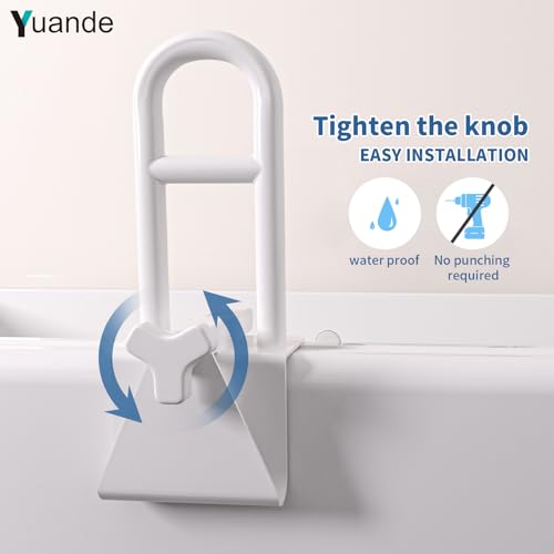 Adjustable Bathtub Safety Rail,YuanDe 17x6 Inch Stainless Steel Tub Handle | Heavy-Duty Clamp-On Bath Handle for Elderly Seniors, Disabled & Injury Recovery (300 lbs), White - size: Standard
