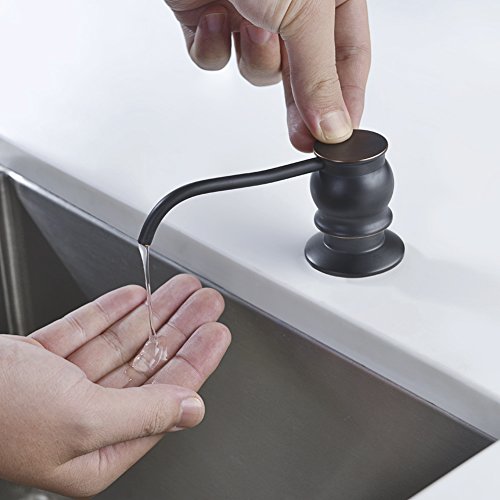 Brass Kitchen Soap Dispenser, Oil Rubbed Bronze in Sink Liquid Dish Soap Dispenser with High Capacity 500ML （17oz） ABS Bottle, Under Sink Hand Metal Dispenser Pump - color: Oil Rubbed Bronze, size: Without Hose