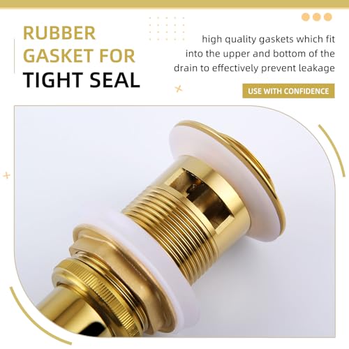 Angle Simple Pop Up Sink Drain Stopper with Overflow, Deep Titanium Gold | Brass Bathroom Sink Stopper Replacement, Fits Lavatory & Vanity Sink with 1.61 to 2 Inches Drain Hole - color: Deep Titanium Gold
