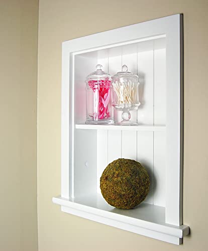 14x18 Aiden Recessed Wall Niche Medicine Cabinet Replacement, in The Wall Bathroom Cabinet Insert Shelf/Shelves, Made in North America, Real Wood, NO MDF, Beadboard, White - color: White, size: 14x18