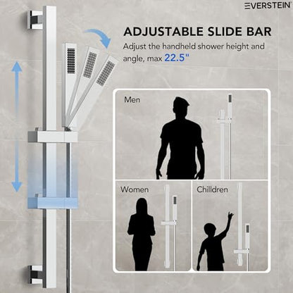 10" High-Pressure Rainfall Shower Faucet with Handheld Spray, Wall Mount Dual Shower Head System with Slide Bar (Polished Chrome) - color: Chrome, style: Wall Mount-with Slide Bar