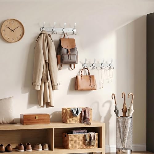 YUNISS Coat Rack Wall Mounted，4 Tri Stainless Steel Coat Hook for Coat Hat Robes Towel in Mudroom Entryway (Sliver, 2 Pack 4) - color: Sliver, size: 2 Pack 4