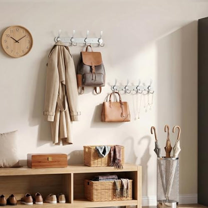 YUNISS Coat Rack Wall Mounted，4 Tri Stainless Steel Coat Hook for Coat Hat Robes Towel in Mudroom Entryway (Sliver, 2 Pack 4) - color: Sliver, size: 2 Pack 4