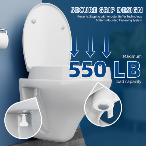 Elevated Toilet seat 3 Inch, Round Toilet seat risers for Seniors, Slow Close, Heavy Duty, Never Loosen, Raised Toilet seat Round Bowl, White(17.3”)