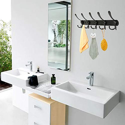 Wall Mount Coat Rack, Heavy Duty Stainless Steel Rack with 5 Tri Hooks for Hanging Coats Hat Towel Purse Robes for Kitchen, Bedroom, Bathroom, Entryway (Black, 2 Packs) - color: Black