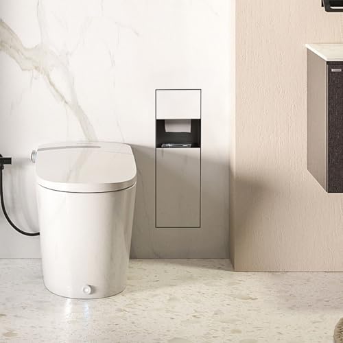 Recessed Toilet Paper Holder with Trash Storage Cabinet,Recessed Wall Niche Tile Decoration,Hidden Wall-Mounted Tissue for Bathroom Remodel,Space-Saving