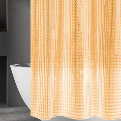 Beige 3D Crystal Plastic Shower Curtain Liner, 72x72 Inch Thin Lightweight Plastic Bathroom Shower Showroom Inner Curtain with Rustproof Metal Grommet Holes and Weighted Magnets - color: B-beige, size: 72"W x 72"L (Pack of 1)
