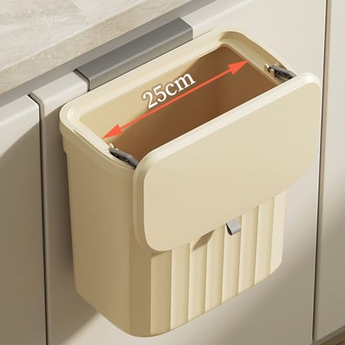 8.5L Wall Mounted Kitchen Trash Can Large Capacity Kitchen Garbage Cans with Lid Hanging Trash Bin for Bathroom Decor