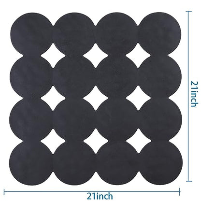 Webos Square Shower Mat Nonslip - Rubber Bathtub Mat with Suction Cups for Inside Shower Bathroom Floor (Black, 21X21) - color: Black