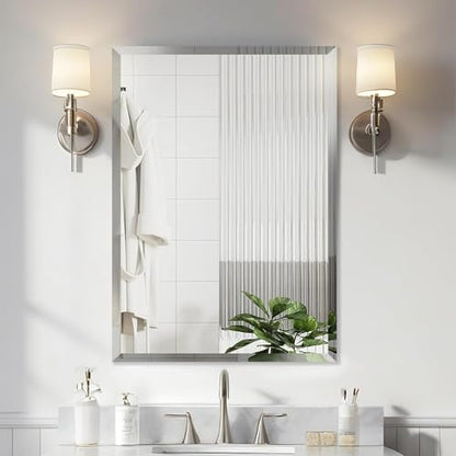 20x28 Frameless Rectangle Bathroom Vanity Mirror | 0.8in Beveled Edge - color: Rectangular, size: 20"L x 28"W