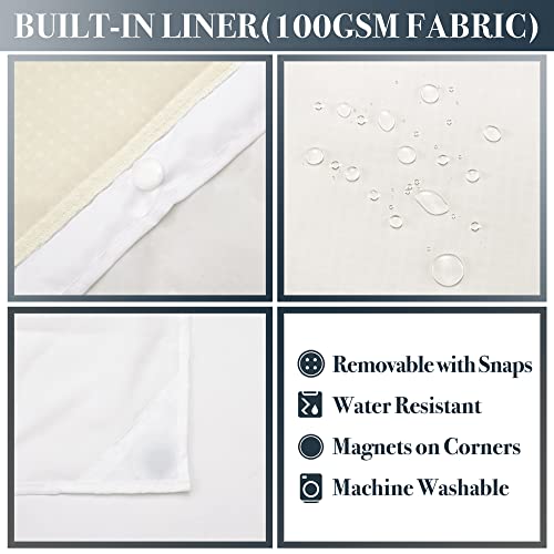 N&Y HOME Extra Long Waffle Shower Curtain with Snap-in Liner Cream, 71x84 | 12 Hooks & Snap on Fabric Liner, Washable, Mesh Window, Hotel Style, 84 inches Length Cream Shower Curtain Set for Bathroom - color: Cream, size: 71"W x 84"L (Pack of 1)