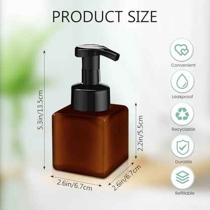 15 Pcs 8.5 oz Foaming Soap Dispenser Plastic Foaming Pump Bottle, Refillable Dispenser with Plastic Pump, Empty Hand Bottles for Liquid Soap, Shampoo, Bathroom,Hotel,Restaurant (15, Brown) - color: Brown, size: 15