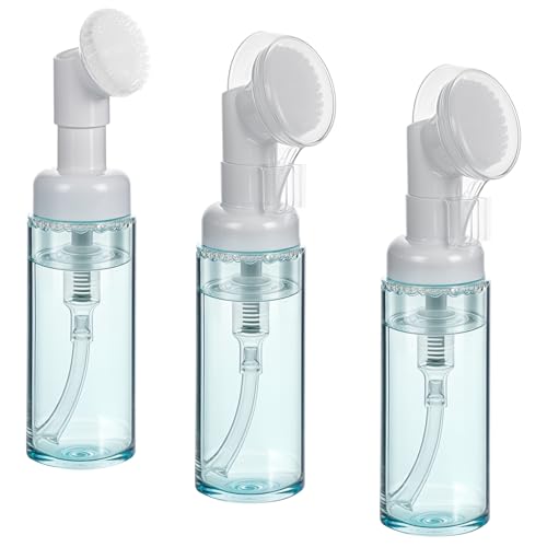 3 PCS Empty Foaming Pump Dispenser Facial Cleanser Foaming Bottle Small Mousse Foaming Soap Pump Container with Massage Clean Brush Head for Lash Cleanser Hand Soap Shampoo to Travel