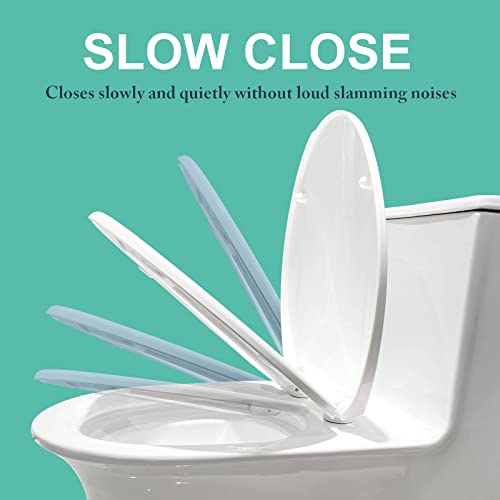 Shape Toilet Seat for Compact Toilet, Quick Release Heavy Duty Toilet Seat, Soft Close Toilet Seat Easy Clean Install, White - size: Elongated