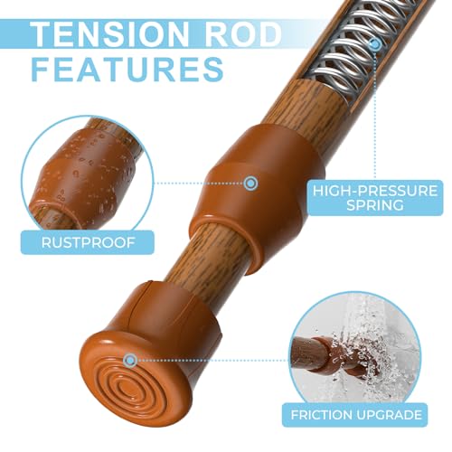 Spring Tension Curtain Rod Short Tension Rod (Wood,12" to 19"-2Pcs) - color: Wood, size: 12" to 19"-2Pcs