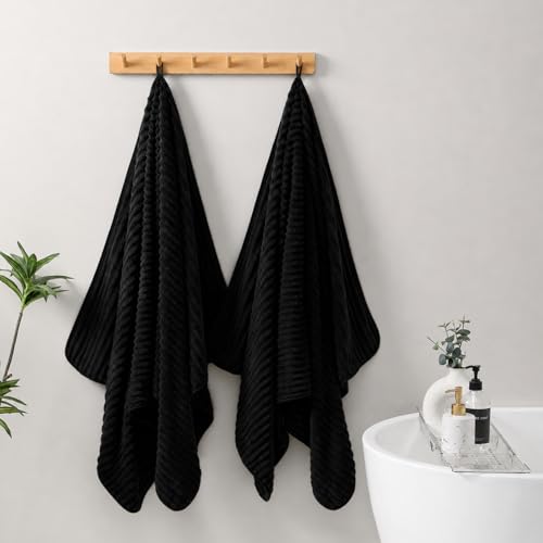 4 Piece Bath Towels, 30"x60" Microfiber Towels Set, Black | Large Bathroom Towels, Soft Touch, Highly Absorbent, Quick Dry, Lint Free, Long-Lasting, Family Use, Guest Bath & Daily Use - color: Black, size: 30x60 Bath Towels of 4