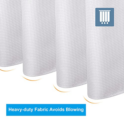 AmazerBath Waffle Shower Curtain White, Stall Shower Curtain 36x78 Inches, 240GSM Heavy Duty Fabric, Hotel Quality, Bathroom Accessories - color: White, size: 36"W x 78"L (Pack of 1)