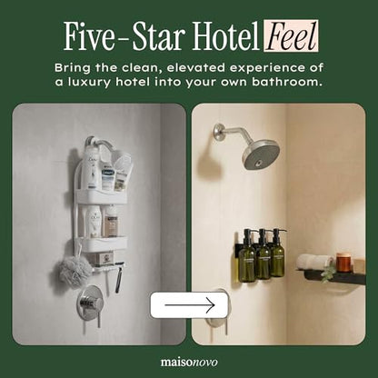 MaisoNovo Shampoo and Conditioner Dispenser|Refillable Green Set of 3 | No Drill Wall Mount - Shower Soap Dispenser · Holds Body Wash or Hand Soap · Wall Soap Dispenser - color: Green Black Set of 3