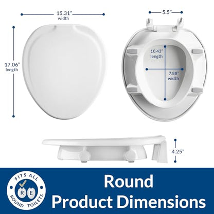 Bemis Assurance 3" Raised Toilet Seat for Seniors, Round, White | Therapist Preferred for Safety, Secure Hinges, Clean Shield Guard - size: Round, style: Raised Seat
