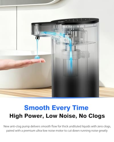Touchless Automatic Liquid Soap Dispenser, Stainless Steel, Rechargeable | 4 Levels Adjustable, No Clog,13.5oz Capacity,IPX5 Waterproof, Wall Mount, For Hand & Dish Soap, Bathroom Kitchen Hotel Use - color: Black