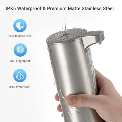 Automatic Foaming Soap Dispenser, Matte Stainless Steel Touchless Soap Dispenser with Self-Clean Mode, 1500mAh Rechargeable USB-C, IPX5 Waterproof Anti-Clogging Foam Pump for Kitchen & Bathroom - color: Silver