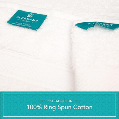 Pleasant Home Bath Towels Set of 6 (24” x 50”) 100% Cotton, White | 515 GSM | Lightweight, Soft & Highly Absorbent Luxury Towels for Bathroom | for Gym, Pool & Spa - color: White