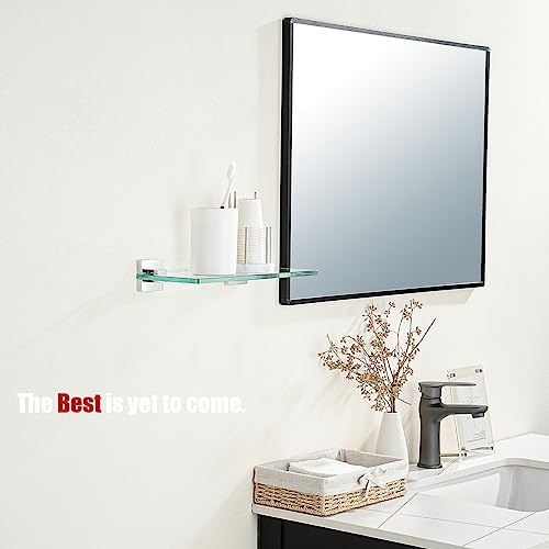 JQK Bathroom Glass Shelf Chrome, Tempered Glass Shower Storage 12 by 5 inches, 304 Stainless Steel Polished Chrome Wall Mount, TGS201L12-CH - color: Polished Chrome, size: 12 Inch