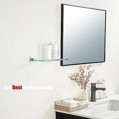 JQK Bathroom Glass Shelf Chrome, Tempered Glass Shower Storage 12 by 5 inches, 304 Stainless Steel Polished Chrome Wall Mount, TGS201L12-CH - color: Polished Chrome, size: 12 Inch