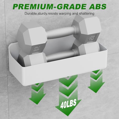 Adhesive Shower Caddy Shower Shelves Bathroom Organizer and Storage | 6 Pack，Rustproof，No Drilling，with Soap Holder，Clear，Acrylic， Large Capacity，Removable and Reusable，Plastics，Wall-Mounted - color: white