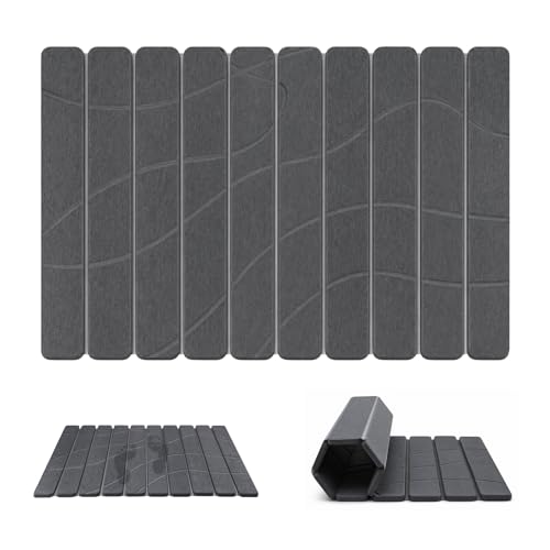 Non-Slip Stone Bath Mat for Bathroom, Foldable Super Absorbent | Mosthink Textured Quick Dry Diatomaceous Earth Mat for Bath Kitchen Counter, Easy to Clean(Dark Gray, 23.6'' x 15.3'') - color: Dark Grey