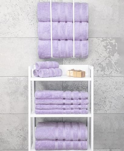 American Soft Linen 100% Cotton Luxury Turkish Towels, 4 PC Bath Towel Set | Soft Absorbent Quick Dry OEKO Tex Standard 100 Certificated Durable Machine Washable Premium Hotel Quality - color: Lilac, size: 27"x54"