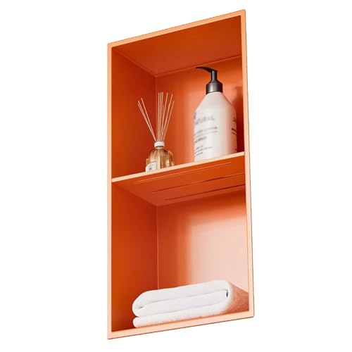 Stainless Steel Shower Niche Wall Insert Recessed Double Shelf Shower Storage for Bathroom Living Room, 70x28x12.5cm, Orange - color: 2 layer