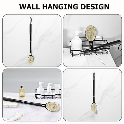 Back Scrubber with Soft and Stiff Bristles, 17''-25'' Long Handle Dual-Sided Shower Brush for Body for Deep Cleaning