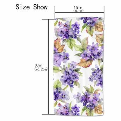 HGOD DESIGNS Violet Cotton Hand Towels - Watercolor Painting Purple Flowers & Leaves, Soft Bath Towels 15"X30" - color: Towel-91