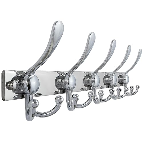 Coat Rack Wall Mount, Heavy Duty 12-Gauge Base vs Flimsy 1mm, Double-Thick Solid Anti-Snap Hooks, 16” Stud-Mount, Stainless Steel Hanger for Clothes Hat Entryway Closet Mudroom, Chromed - color: Chromed, size: L=17" (1pcs)