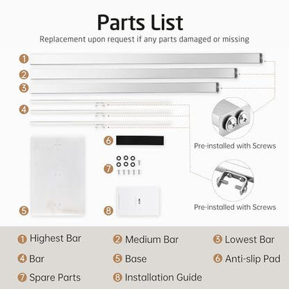 KES Heavy Marble Base Standing Towel Rack, 3-Tier Stainless Steel, Polished | Freestanding Design, No-Drill Assembly, Tiered Bars For Bath Sheets, Bath Towels, Hand Towels, Anti-Slip Pads - color: Polished Silver