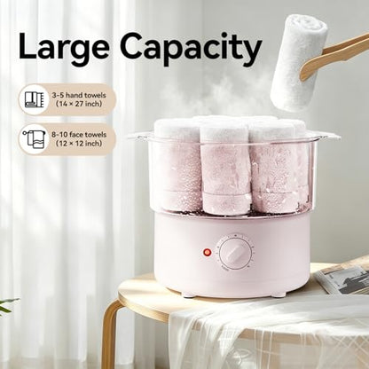 Mini Hot Towel Warmer - 1 min Steam & 60℃ in 20mins, Towel Steamer for Facials/Barber/Massage, Portable 2.4lbs Small Heater for Home Spa/Bathroom/Light Salon Use (Pink-X-Small) - color: Pink