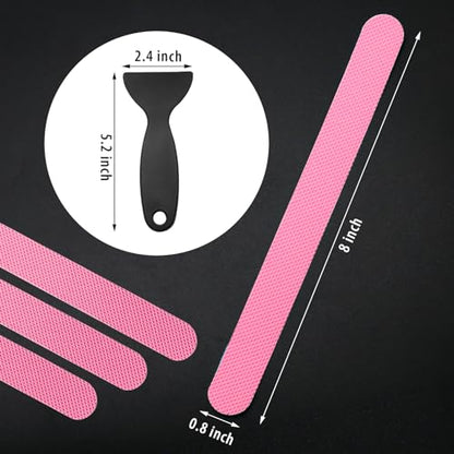 24Pcs Pink Bathtub Stickers Non Slip | Anti Slip Shower Strips, Adhesive for Bathroom Bathtub, Shower Floor & Ladders, Includes Scraper - color: Pink