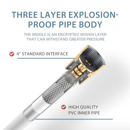 59 Inches White PVC Shower Hose Replacement For Cleaning | 5ft Shower head Hose Extra Long,Used In Showerhead,Spray Bidet,Bathing Toilet,Bathtub,Flexible RV Shower Hoses - color: White, size: 59 In