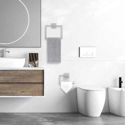 YACVCL Towel Holder & Toilet Paper Holder Brushed, Bathroom Hardware Set, Stainless Steel Hand Towel Ring Bar, Wall Mounted Towel Hanger Tissue Roll Holder for Kitchen Lavatory 2 Pcs