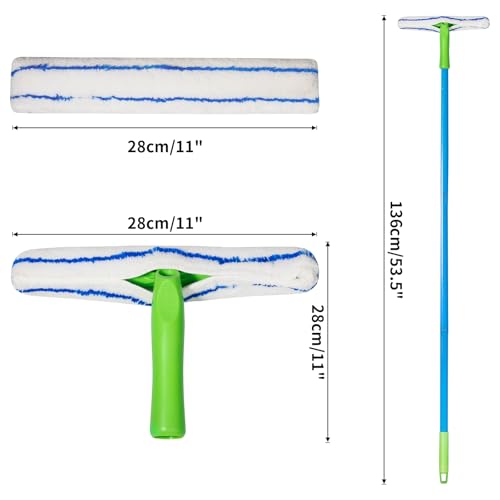 Forgrace Flexible Silicone Squeegee & Microfiber Scrubber with Long Handle | Professional Car Windshield Squeegee Set , Window Cleaning Kit for for Car, Home Glass Shower Mirror, Door