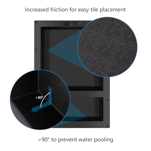 Ready Tile Double Shelf Shower Niche 25" x 17" x 4" Dimensions - Toiletry and Bathroom Niche Storage- Simple Installation with Texture Surface Shower Cubby Double Shelves