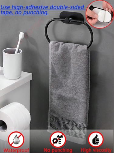 Bathroom Hand Towel Ring Kitchen Cloth Holder (1, Black) - color: Black